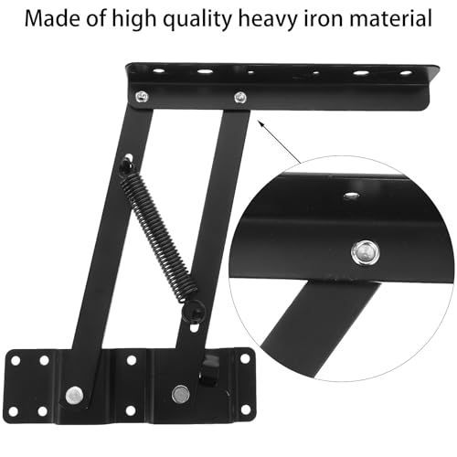 Bisagras de resorte para mesa de centro elevable con herrajes de hierro negro PRETYZOOM 8