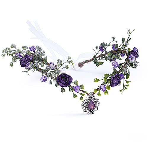 MOSTORY Purple Flower Headpiece