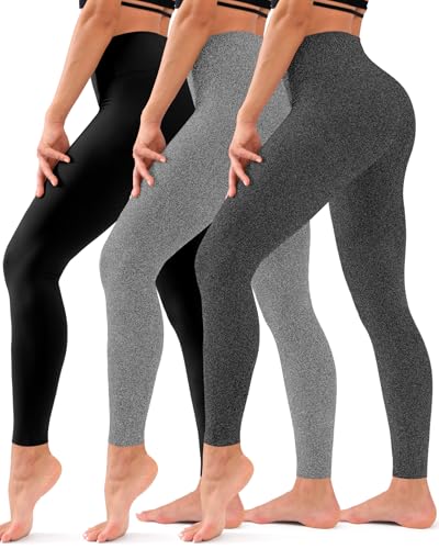 Hmuuo Pacote com 3 leggings femininas para levantamento de bumbum, cintura alta, controle de barriga