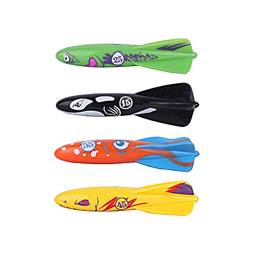 ZHFUYS Diving Pool Toy Underwater Swimming Throwing Diving Torpedo Shark,4 Pack