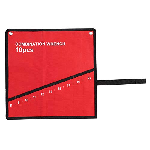 Nikou Bolsa de almacenamiento enrollable para herramientas, organizador de llaves inglesas, 10 bolsillos, bolsa de lona, organizador de porta destornilladores