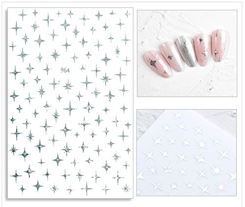 6 Sheets 3D Star Nail Art Stickers Decals Luxury Nail Art Supplies Self Adhesive Designer Nail Sticker Four-Pointed Star Nail Design Stickers Manicure Fingernail Decorations For Women Girls #TOP2