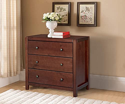 Musehomeinc Wood With 3-Drawer Dresser,Storage Night Stand,Round Metal Knobs,Espresso Finish #TOP1