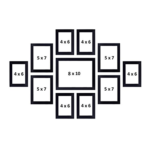 Stuthi Arts Wood MDF Photo Frame With Glass (Black, 11Photos), Wall Mount