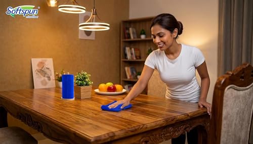 Image of SOFTSPUN Microfiber Cleaning Roll - 50 Quick Wipes, 10X Cheaper Than Paper Kitchen Roll Reusable & Lint-Free Cloth for Kitchen, Glass & Home Cleaning | 25x25 cm (Blue)