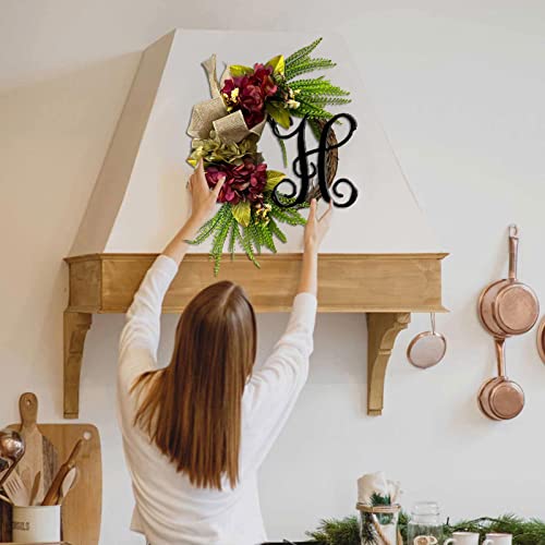 26 Letter Wreaths For Front Door,Spring Wreaths For Front Door With Artificial Wildflower Plants,Metallic Letter Farmhouse Hanging Wreath For Home Porch Window Wedding Party Decor #TOP1