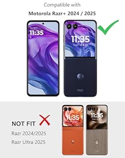 Cresee Case for Motorola Razr Plus 2024/2025 - with Built-in Cover Screen Protector - Thin Hard Matte Polycarbonate Cover Phone Case for Moto Razr+ 2024/2025 - Black