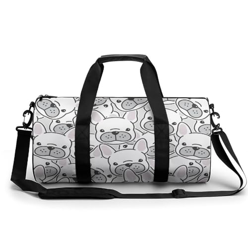 Sac gym bouledogue blanc avec poignées duffel bag de randonnée