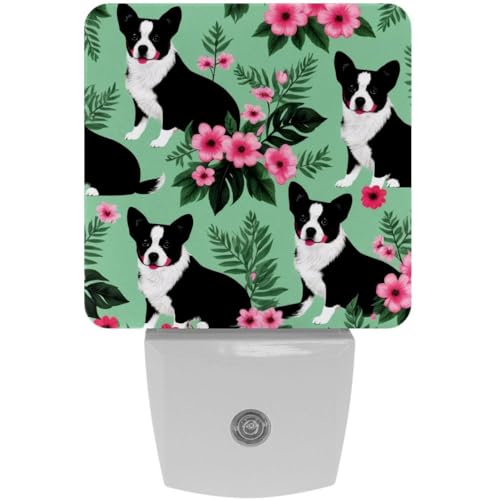 Lámpara Nocturna LED Sensor 2 Piezas Perros y Flores