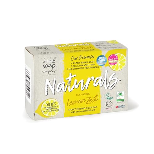 Little Soap Company Natural Range - Lemon Zest Soap Bar 100g | Vegan Cruelty Free & Antibacterial No SLS or Parabens | Eco Friendly Body Face & Hand Soap with Cleansing Lemon Essential Oils