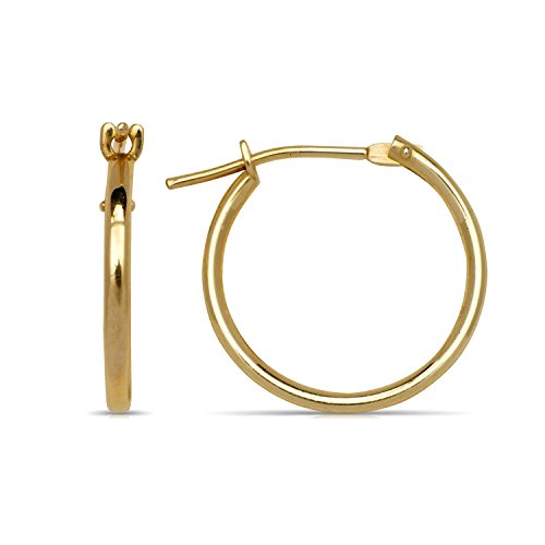 Jewelryweb Solid 14k Gold 1mm Classic Tube Hoop Earrings 12mm Yellow Gold Jewelryweb Solid 14k Gold 1mm Classic Tube Hoop Earrings 12mm Yellow Gold