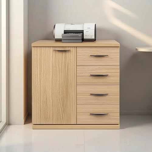 Consejos para Comprar Muebles de Oficina Usados Cdmx - los más vendidos. 47 MYXSRI Archivador, Organizador de Archivadores de 4 Cajones y 1 Puerta, Estantes de Almacenamiento Abiertos, para el Hogar o la Oficina, 80 * 40 * 80CM (Madera)