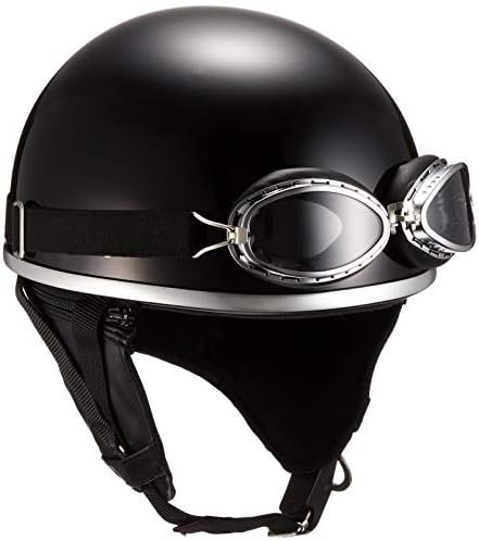 Amazon | バイクパーツセンター ヘルメット ハーフ 半帽 ゴーグル付 