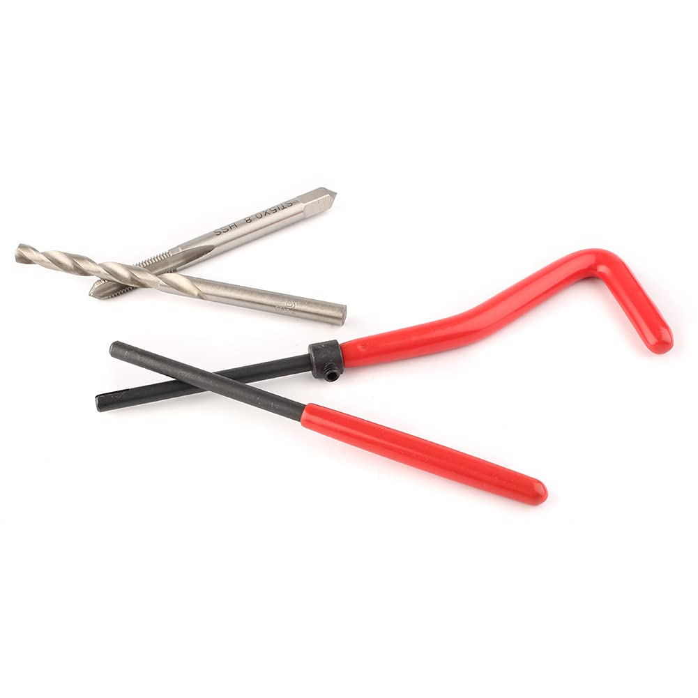 Bacar Metric Thread Repair Tool Kits Drill Bits Taps Threaded Inserts Installation Tool and Tang Break-Off Tool Set for Repairing M6x1.0 Internal Screw Holes, 25pcs