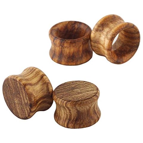 Pair Vintage Brown Natural Wood Double Flared Ear Tunnels Expander Plugs Stretcher (12mm=1/2'') Cover