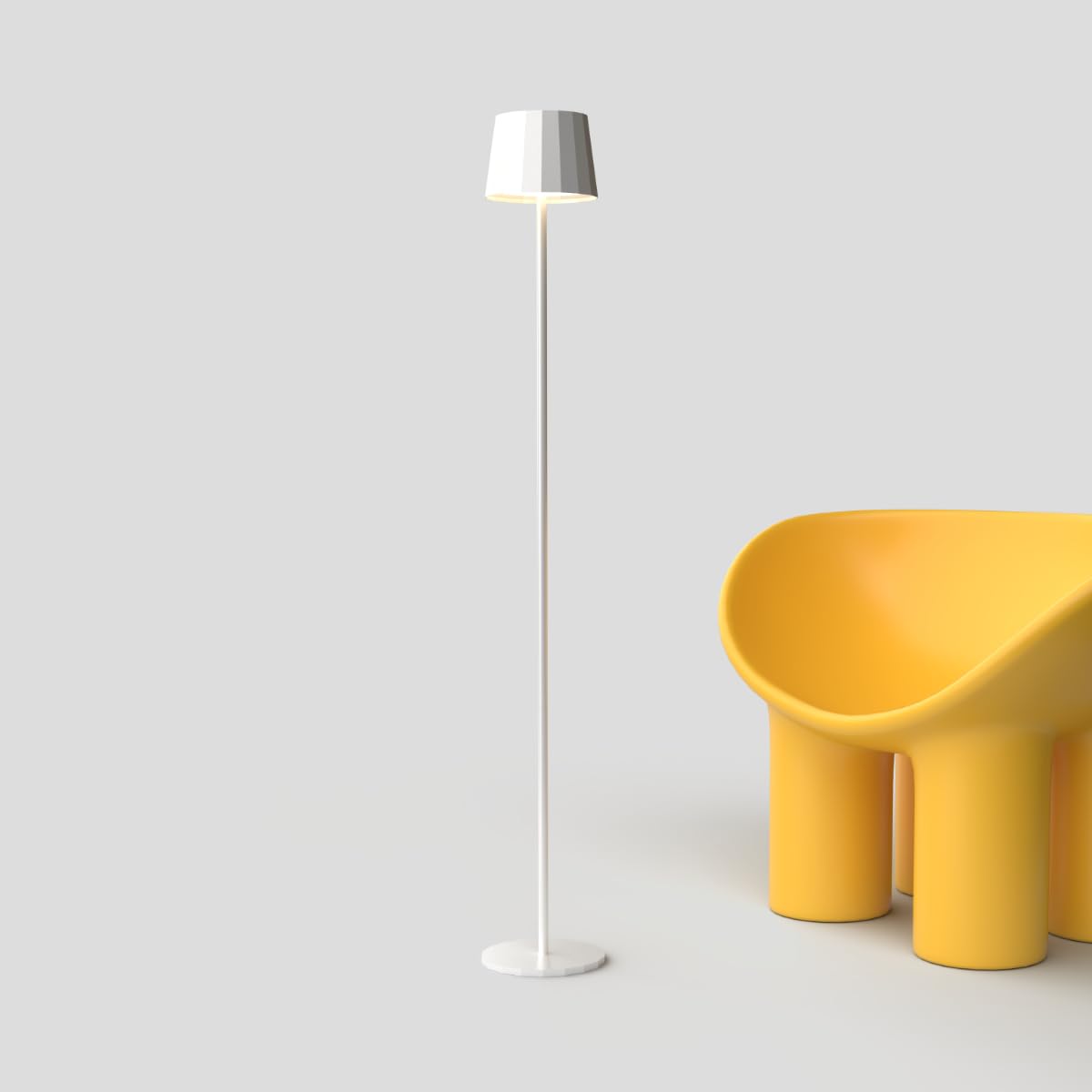 Floor Piantana Dimmerabile Senza Fili Impermeabile IP54 in Alluminio Autonomia 23 Ore, Lampada Led Ricaricabile con Touch Control e Base Antiribaltamento, Altezza Modulare (Bianco)