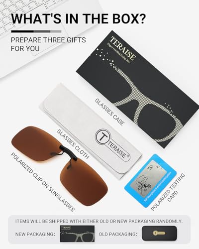 Image of TERAISE Polarized Clip on Sunglasses Over Prescription Glasses Anti-Glare UV400 for Men Women Driving Travelling Outdoor