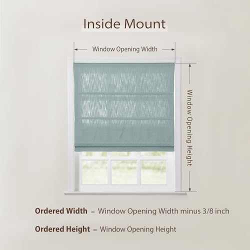 Image of TWOPAGES Isabella No Drill Cordless Roman Shade Linen Textured Cotton Roman Blind for Windows, Custom Made Room Darkening Blackout Roman Window Shade, Hardware Included, Sky Blue, 1 Piece