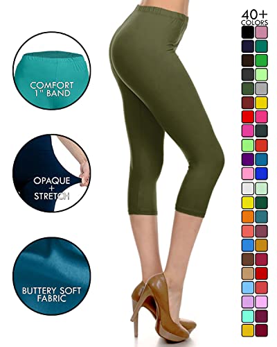 Image of Leggings Depot Women's High Waisted No-Roll Leggings, 1 inch Waistband