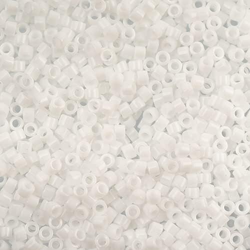 Miyuki Delica 11/0 Chalk White 250g Bulk Bag of Japanese Glass Beads | Chalk White Glass Beads | Delica 11/0 Beads for Jewelry Making and Crafting Projects