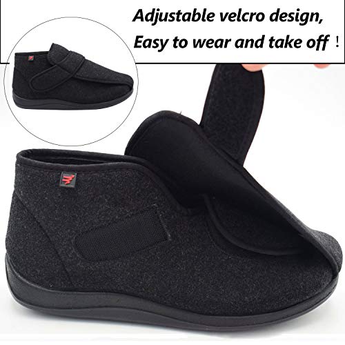 W&Lesvago Womens Warm Wide Width & Extra Depth Diabetic Shoes, Warm High-top Adjustable Closures Slippers3
