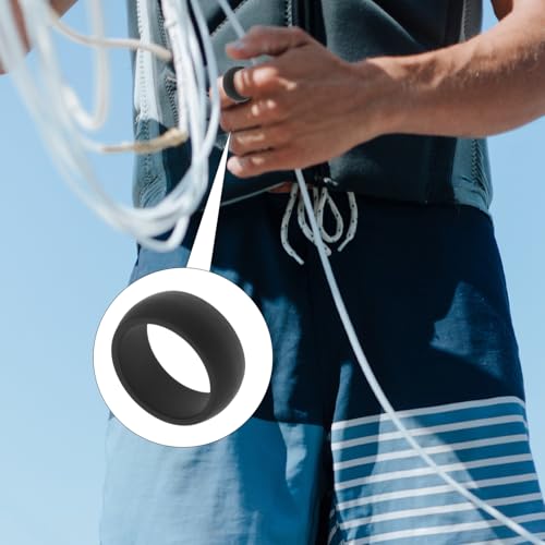 Ciieeo Lot de 4 Bagues Ajustables en Silicone Noir pour Homme, Confortables et Résistantes, pour Sport et Natation – vue 9