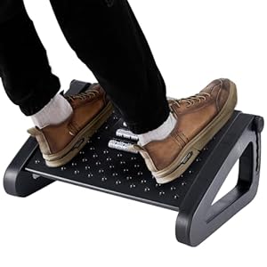 Foot Rest, Six Heights Adjustable Foot Rest for Under Desk at Work, Ergonomic Foots Stool for Under Office Desks, Under Desk Footrest with Foot Massage Roller, Chair Footrest for Leg Rests