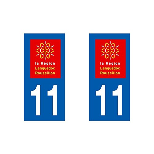 Coppia Adesivi Per Targa Auto Dipartimento Gard (30) - Logo Regione Languedoc-Roussillon, 45x100 Mm, Fabbricazione Francese