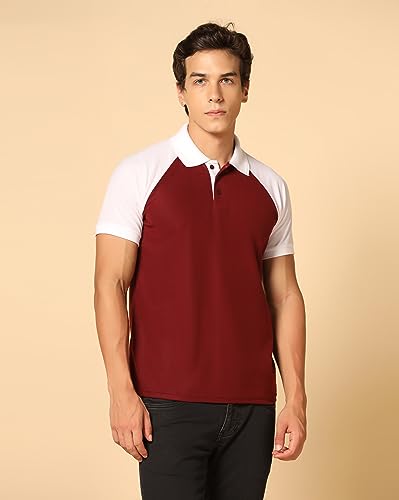 Image of INKKR Men's Solid Regular Fit T-Shirt ((FACTORY-A11)-(S)-Maroon FCT11 03