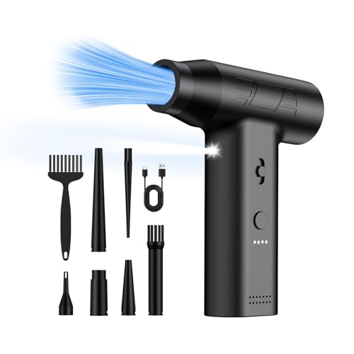 MARLALL Compressed Air Duster-200000RPM Power Cordless Air Blower, Rechargeable Electric Air Duster Cleaner, Adjustable Mini Blower, Handheld Dust Blower for Computer, Keyboard, Outdoor, Car (Black)
