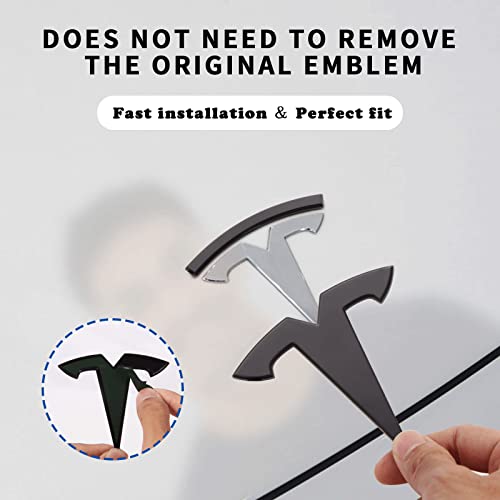 Tesla Model Y Accessories Tesla Emblem Sticker 2Pcs/Set For Front Trunk/Rear Trunk Logo Decal Cover (Black) #TOP1