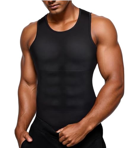 Mens Slimming Body Shaper Vest Chest Compression Shirt Workout Tank Tops Abs Abdomen Undershirts Tummy Control