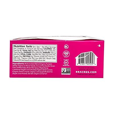 88 Acres Granola Bars, Triple Berry Crumble, 9 Count, School Safe, Allergen Free Seed & Oat Snack Bar, Gluten & Nut Free, Vegan, Non-GMO & Kosher, Individually Wrapped