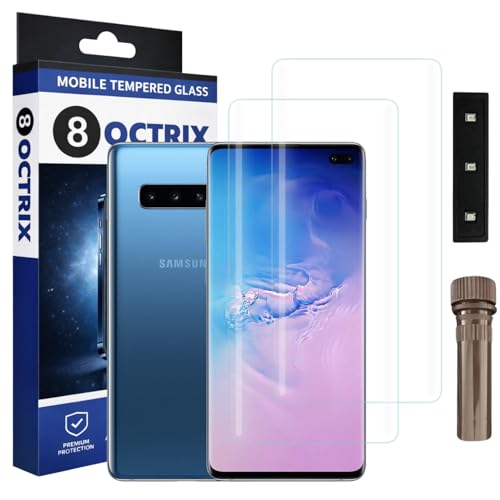 Image of Curved UV Tempered Glass Screen Protector for Samsung S10 Plus | Transparent | Pack of 2 | Full Screen Coverage with UV Installation Kit