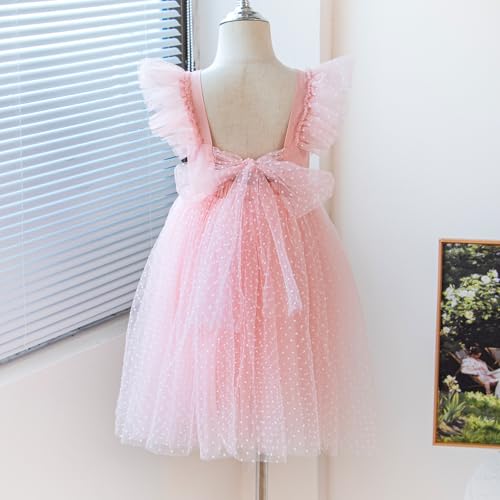 Image of Tutu.kk Toddler Girls Vintage Party Dress Ruffled Sleeve A-Line Tulle Flower Girl Dresses for Wedding,Birthday