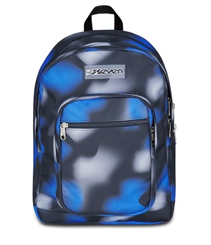 Seven Zaino Scuola Freethink, Blu Nero, Doppio Scomparto Con Tasca per PC e Tasca per Borraccia, 34 L, Scuola Media e Superiore, Zaino Ragazzo