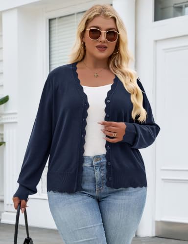 Soucrat Blue Plus Size Light Weight Cardigans for Women Open Front Sweaters — view 5