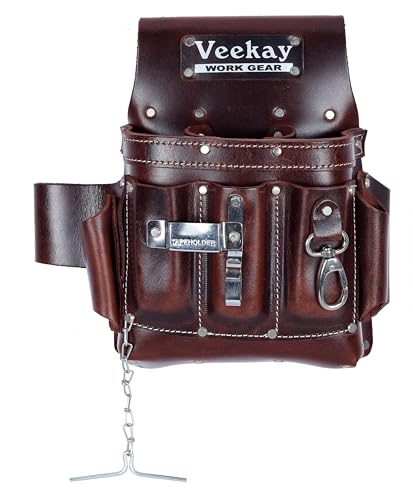 VEEKAY 10-Pocket Full Grain Leather Pouch