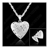 Material: 925 Silber WUFANGFF Pc-Frame Case Bild Halskette Aus 925Er Sterling Silber Schmuck Herz Anhänger Halsketten +18 Zoll Singapur Kette