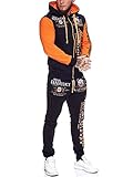  Code47 Herren Jogginganzug Trainingsanzug Sportanzug Fitness Streetwear JG-512 Orange 4XL