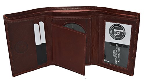 Leatherboss Police Shield Shape Badge Holder Trifold Wallet - Brown3
