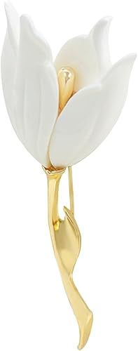 AILUOR - Broche de flores de tulipán esmaltado, moda de ópalo de cristal de diamantes de imitación, ramillete de flores, alfileres de bufanda,