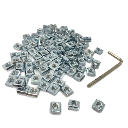 120Pcs 20 Series T Sliding Nuts Hammer Nut Block Square Nuts M5 T Nuts for 20x20 Standard 6mm T-Slot Aluminum Extrusion Profile(120Pcs M5 T Nuts)