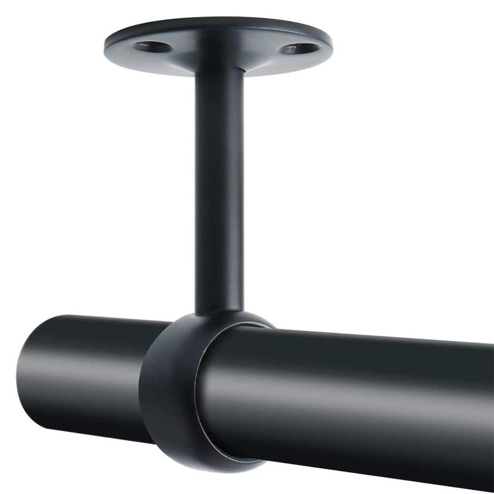 4 Pezzi Staffa di Montaggio a Soffitto, Supporti per Aste per Tende, Staffe per Tende Armadio, con 12 Viti e 12 Tubi di Espansione, per Appendere Traverse da 25 mm, Nero