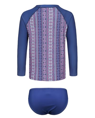 Image of Aisyee Girls Long Sleeve Rash Guard Set Two Piece Swimsuits Tie Dye Bathing Suits for Kids UPF 50+ Swim Shirts