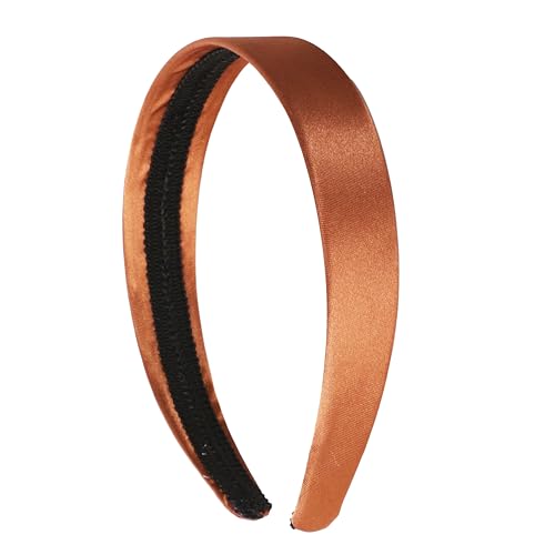 Motique Accessories 1 Inch Satin Hard Headband, Light Brown