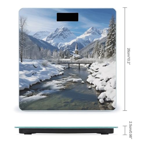 Báscula digital para baño con diseño paisaje alpino miniatura 2
