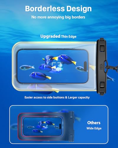 YOSH IPX8 Funda Impermeable Móvil [Diseño sin Bordes], 2 Unidades Funda Acuatica Movil, 7,2" Waterproof Phone Case Universal para iPhone 17 Air 16 15 14 Pro MAX Xiaomi 17 15 Ultra Redmi Note Samsung - imagen 3