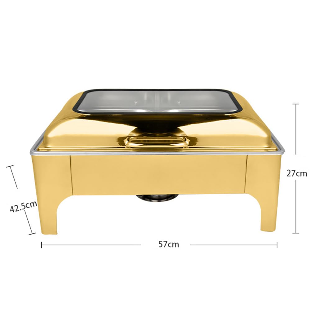 Scaldavivande in acciaio inox, 9 l, coperchio in vetro idraulico, facile da pulire con finestra di visualizzazione, ideale per ristoranti, hotel, feste, riscaldamento alimentare