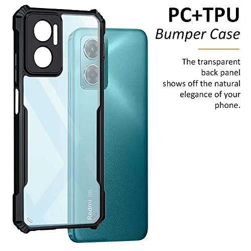 Image of WOW IMAGINE Shock Proof Clear Back Cover Case Mobile Cover for Redmi 11 Prime 5G (Hard | Hybrid PC + TPU | Full Armour Device & Camera Protection | Black)